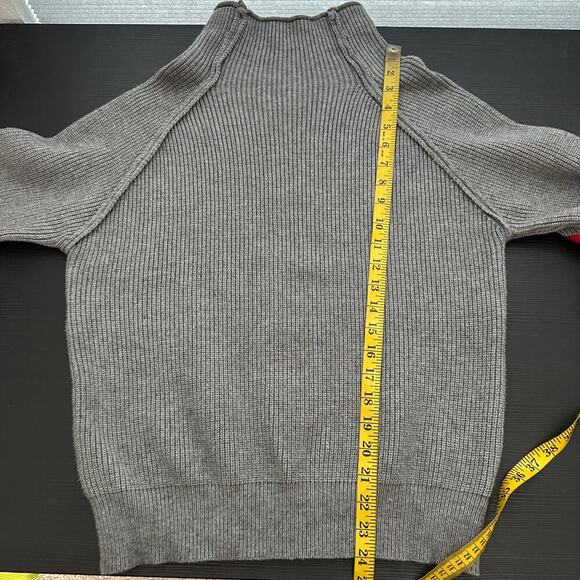 Gray Turtleneck Sweater with Red Heart Patches - Picture 14 of 15